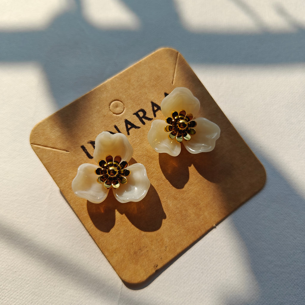 White Blossom Stud Earrings