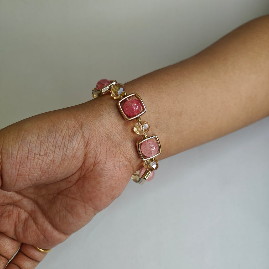 Dusty Rose Gem Stretch Bracelet