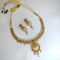 Traditional Temple Necklace Set with Pendant & Earrings