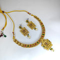 Temple Necklace Set with Square Pendant & Earrings