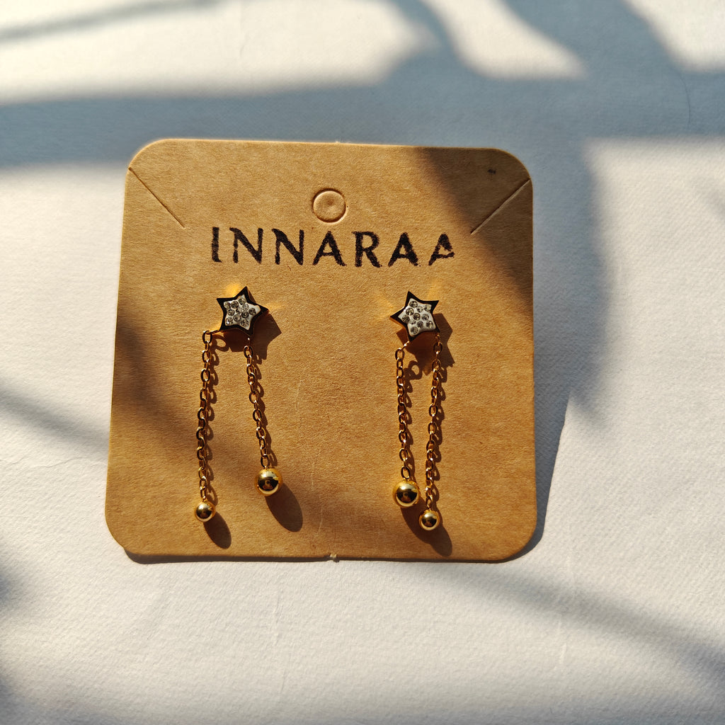 Starlight Crystal Chain Stud Earrings