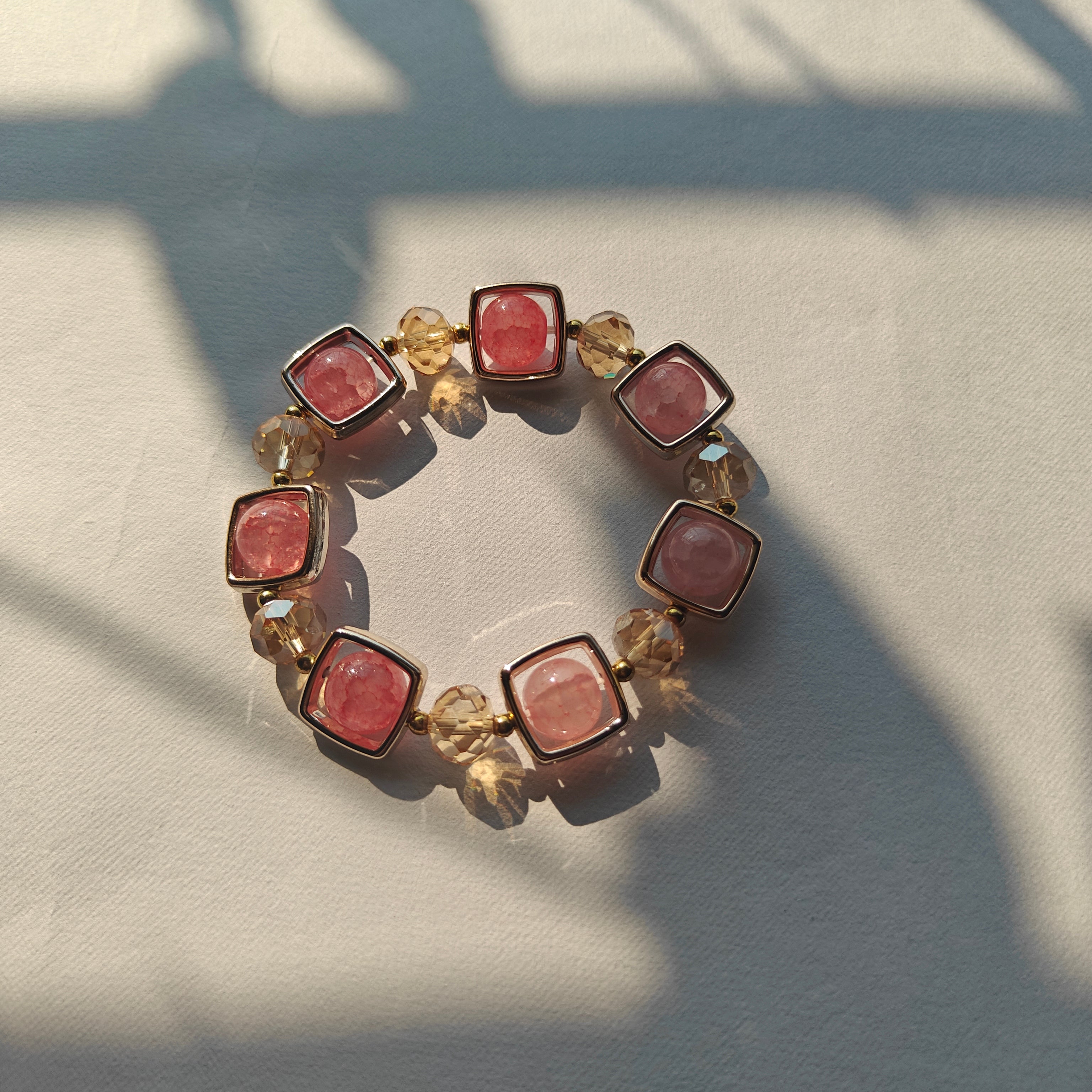 Dusty Rose Gem Stretch Bracelet