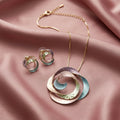 Pastel Coral Wave Circle Pendant Set