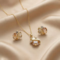 Peach Crystal Swirl Pendant Set