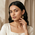 Gold Leaf Hoop Drop Earrings