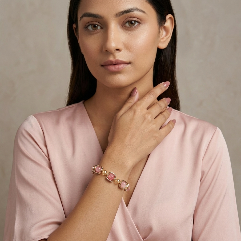Dusty Rose Gem Stretch Bracelet