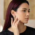 Pearl Crystal Flower Stud Earrings