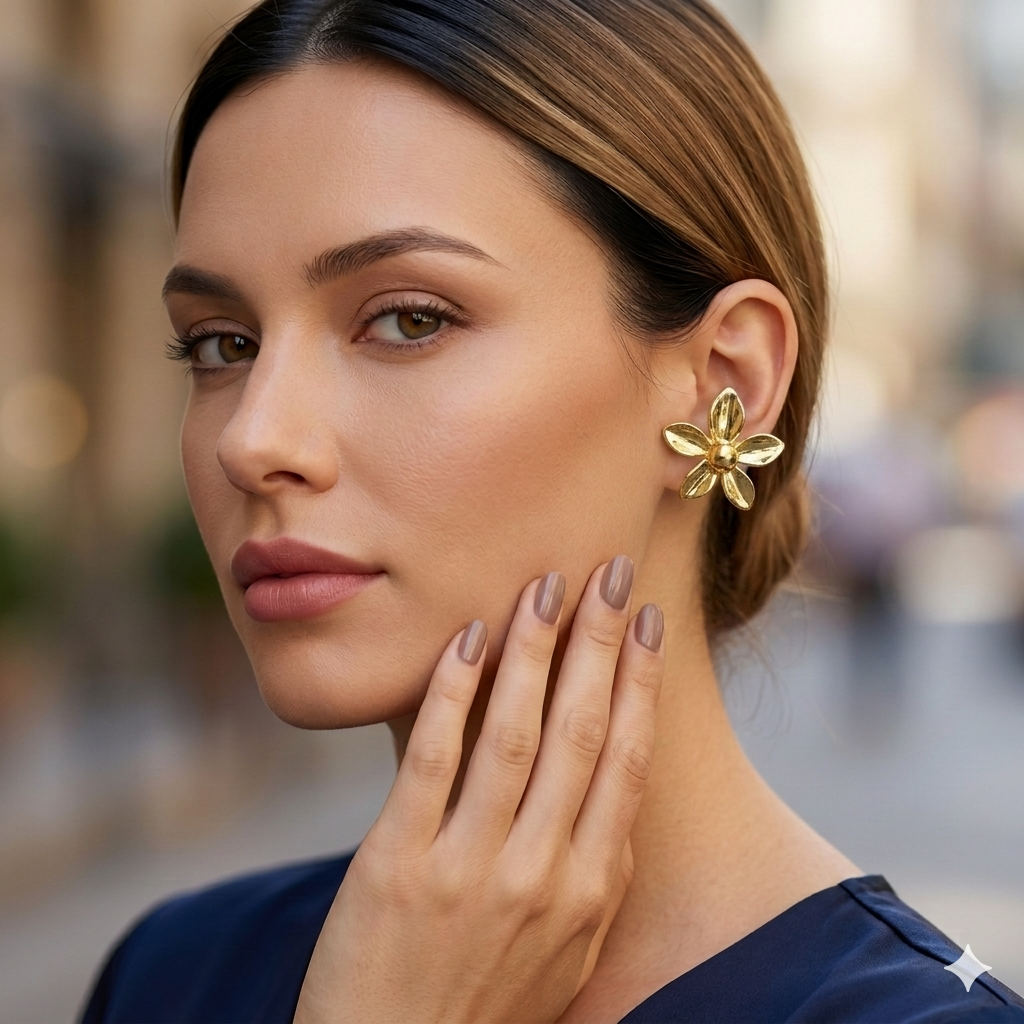 Gold Daisy Stud Earrings