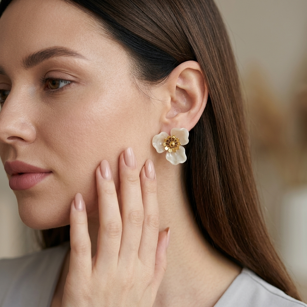 White Blossom Stud Earrings