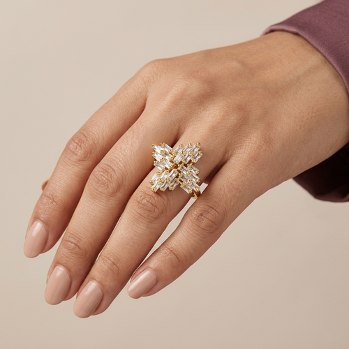 Gold Geometric Crystal Adjustable Ring