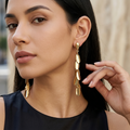 Gold Tone Petal Dangle Earrings